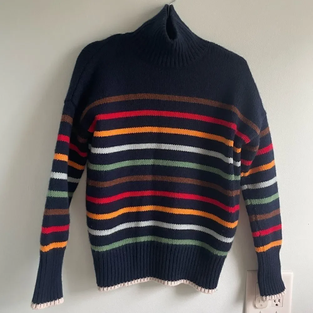 La Ligne Marin Turtleneck Sweater Navy‎ Multi-Color Stripe sz XS - Picture 3 of 7
